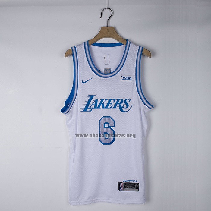 Camiseta Los Angeles Lakers LeBron James NO 6 Ciudad 2021-22 Blanco